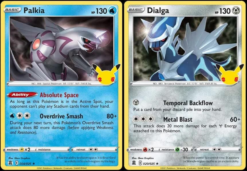 Dialga & Palkia - ポケモンお祝いカードロット - 伝説のホロフォイル - 020/025 & 004/025