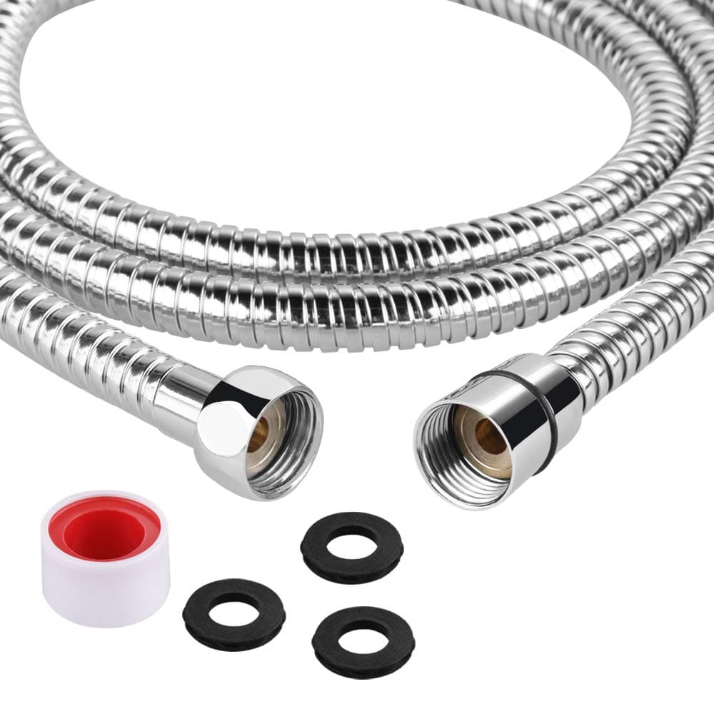 Rovtop 1.80M Shower Hose（G1/2）, Suitable for All Shower Heads, Flexible Shower Pipe, Stainless Steel Shower Hoses Chrome Plated, Universal Chrome Shower with Teflon and Gaskets, Leak Proof, Easy Clean