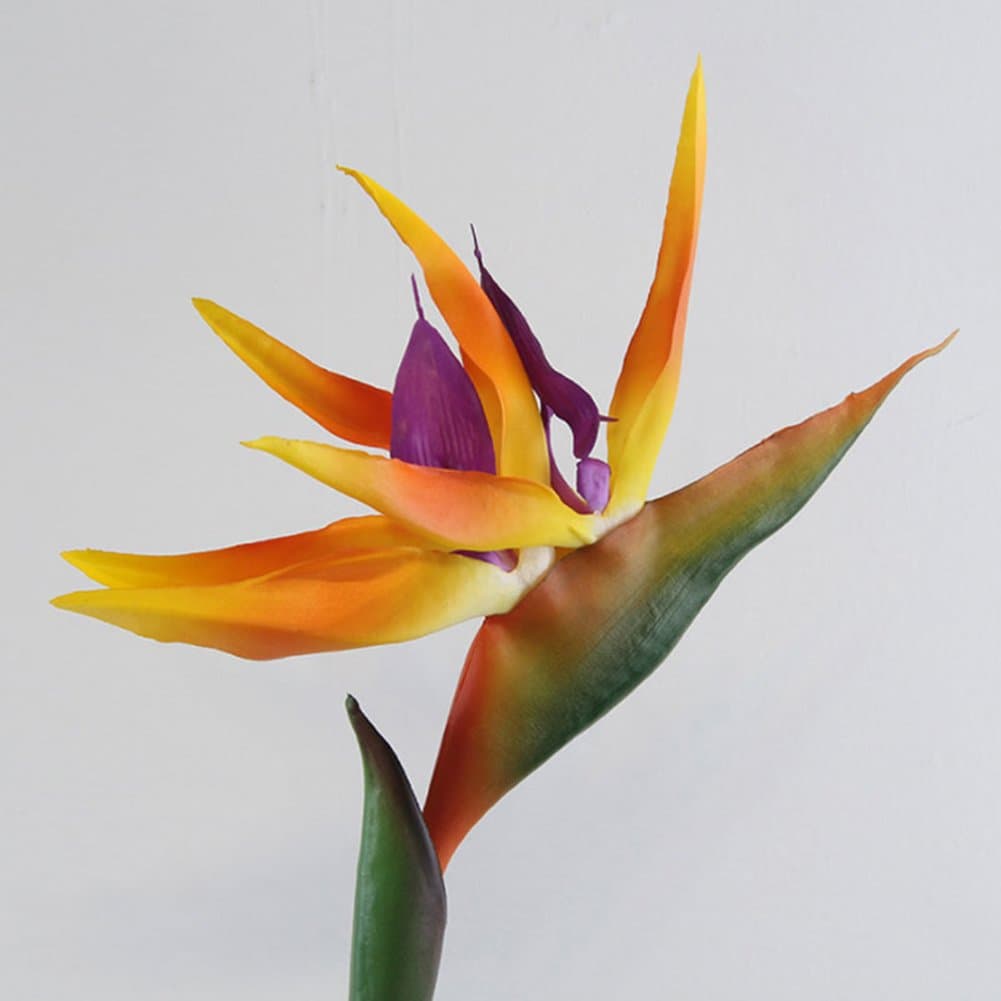 Artificial Flower Bird of Paradise Fake Plant Silk Strelitzia Reginae Home Decor, Fake Flowers Artificial Greenery for Home Garden Party Wedding Decoration Orange