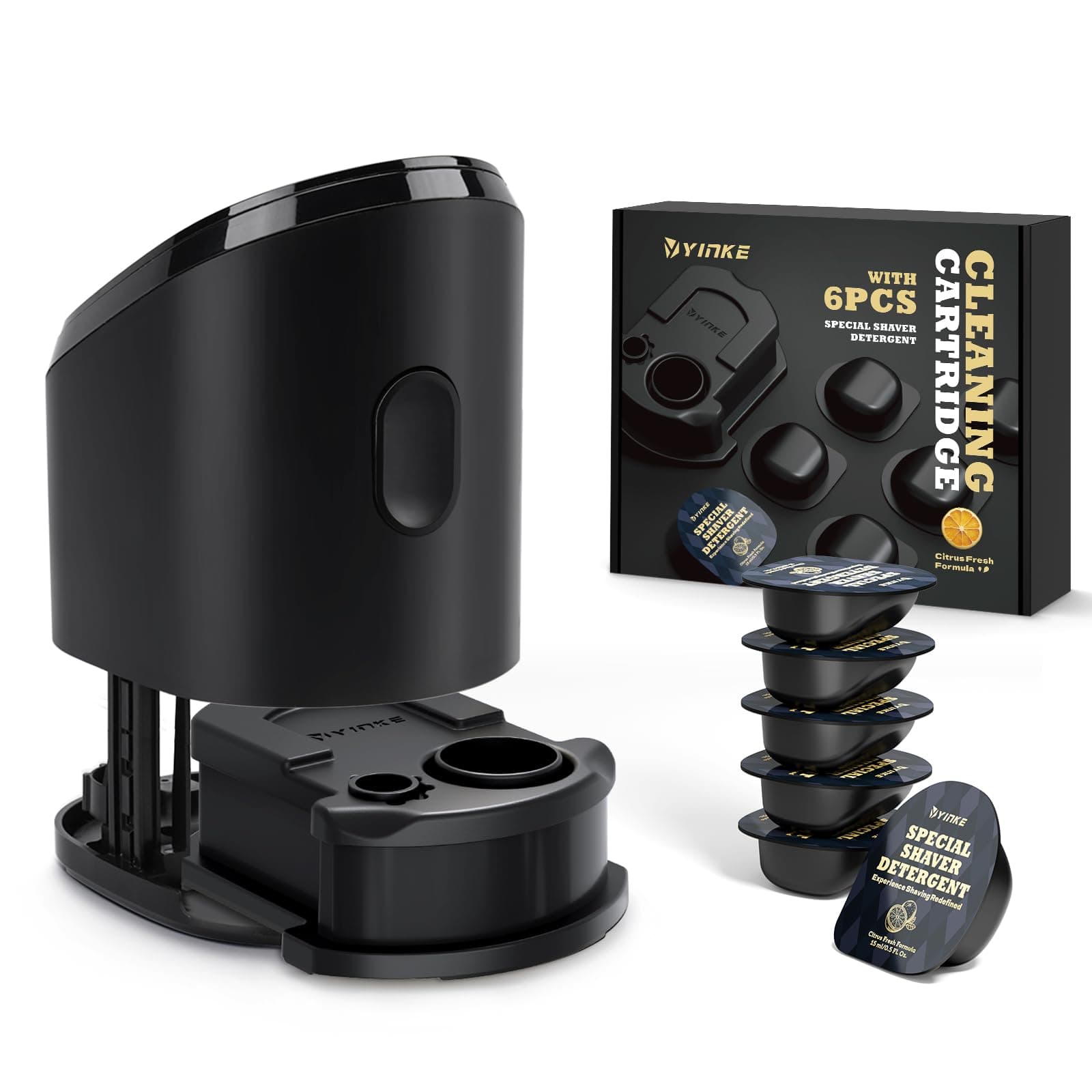 Yinke 6 Pack Cleaning Fluid & Renew Refill Cartridges CCR for Braun Electric Shaver (6+1 Pack), Black