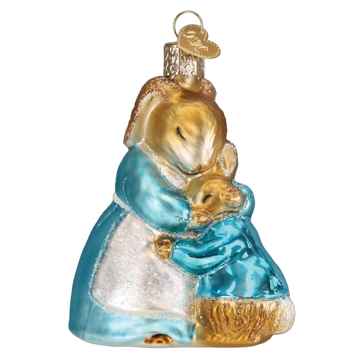 Old World Christmas Mrs. Rabbit and Peter Glass Blown Ornament for Christmas Tree