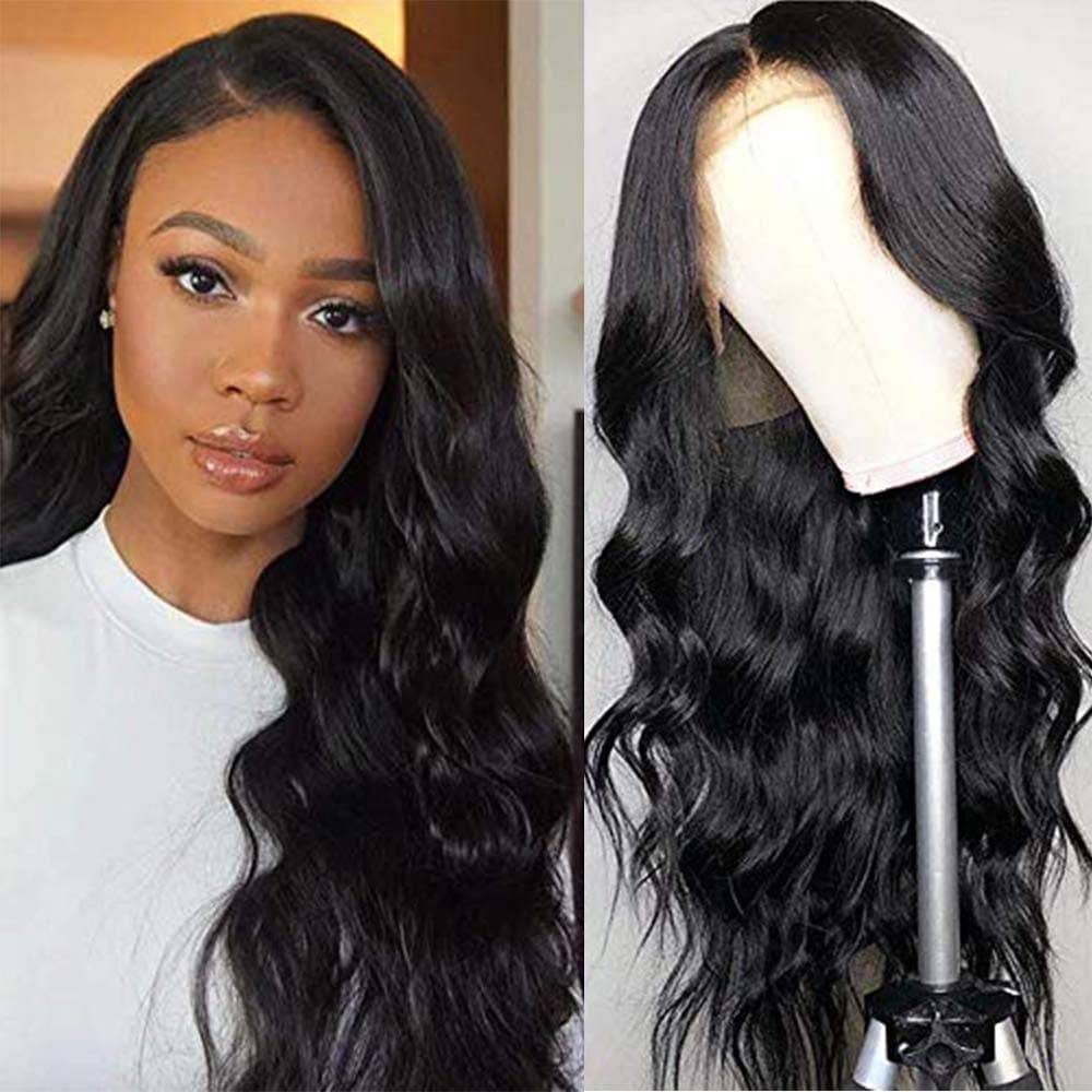 Ucrown Hair Lace Front Wigs Brazilian Body Wave Human Hair Wigs For Black Women 150% Density Pre Plucked with Baby Hair Natural Color (12.inch)