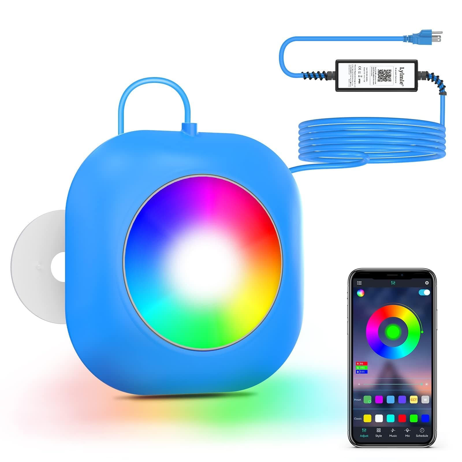 LyLmLe LED Pool Lights for Above Ground with APP Control, 20W Smart RGB Magnetic Underwater Lights with Timer, 800lm Dimmable, IP68 Waterproof 12V Submersible Light for Inground Aboveground Pools