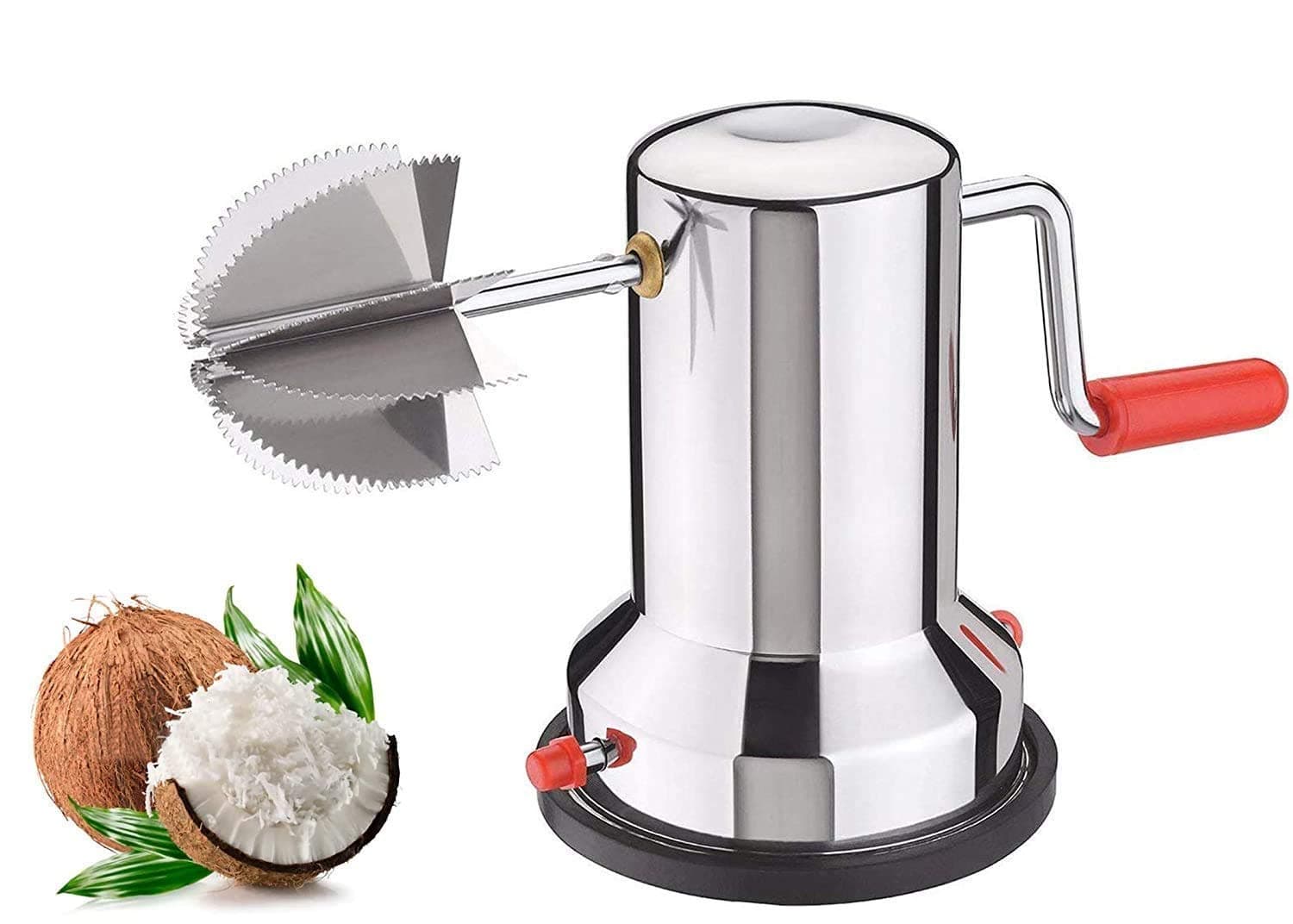 faas Coconut Scrapper | Latest Stainless Steel Coconut Scraper with Vacuum Base, Coconut Grater Machine, Coconut Crusher Manual Hand Roller, Coconut Chopper for Kitchen Vaccum Base Coconut Scraper (Pack Of 1)