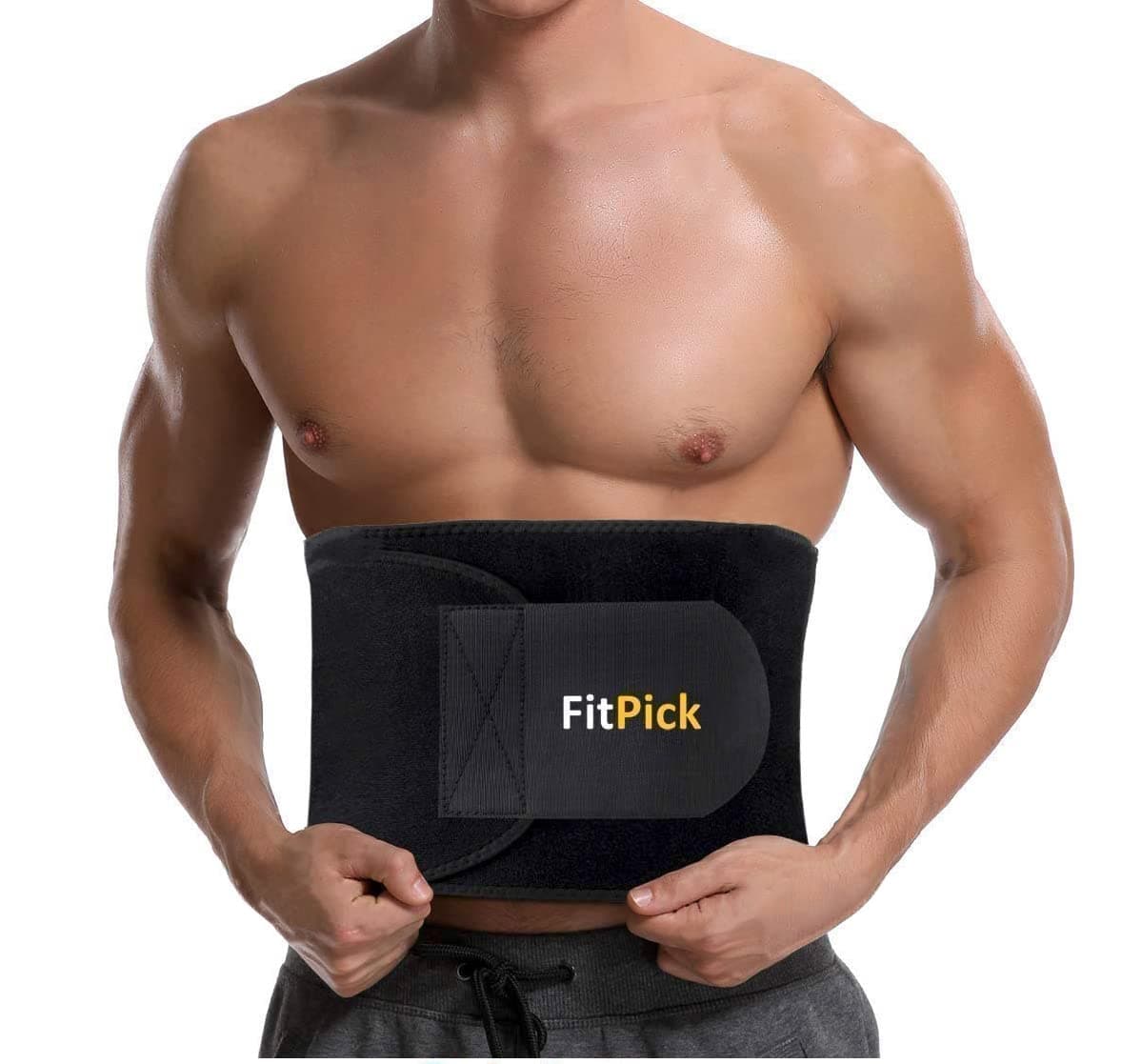 FIT PICK Sweat Belt, Stomach Belt for Women and Men Non-Tearable, Sauna Belt Waist Trainer, Sweat Belt for Men and Women - Black