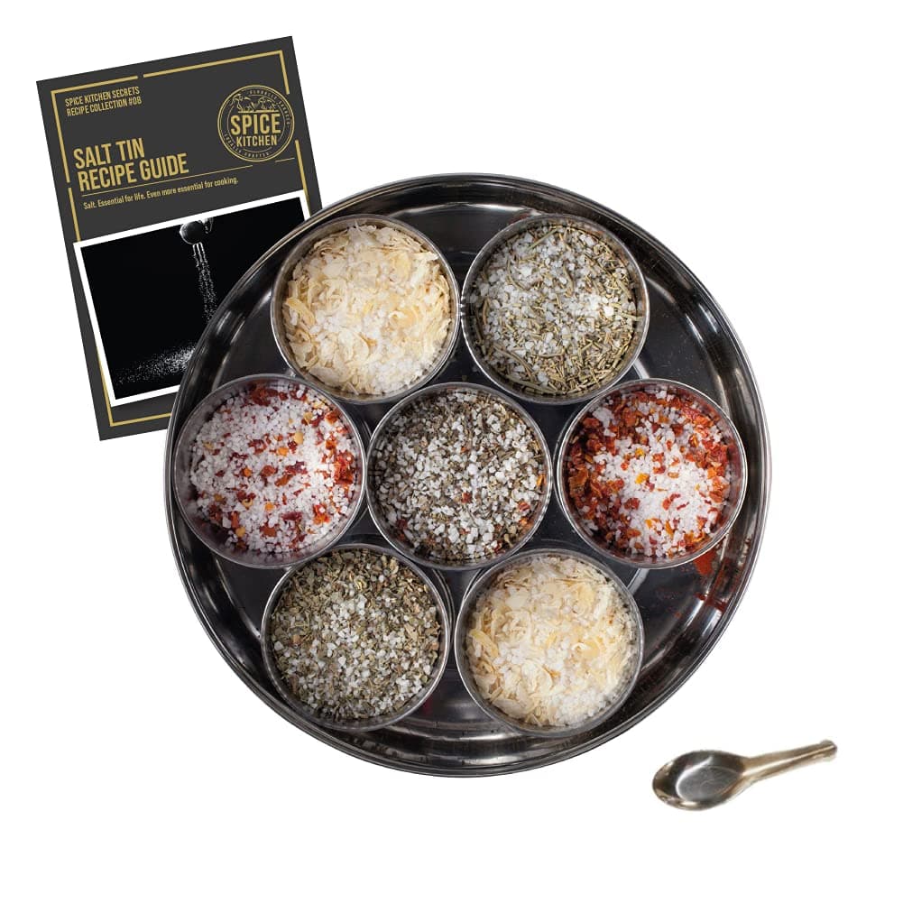 Spice Kitchen Sea Salt blends - Flavoured Sea Salts Collection with 7 Flavoured Salts & Storage Tin