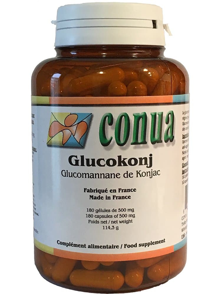 Konjac glucomannan 95% Glucokonj, Powder 180 Capsules 500mg.