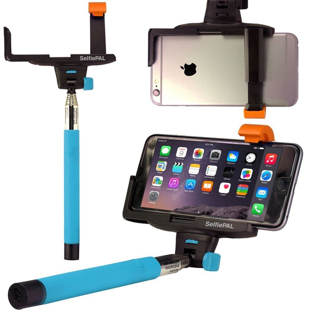 OPTIKAL Selfie Stick, SelfiePAL Wireless Bluetooth Remote Shutter Stick with Mount Clamp for Various Devices (iPhone 6, 6 Plus, 5, 5S, Note 4, 3, HTC One) - Blue