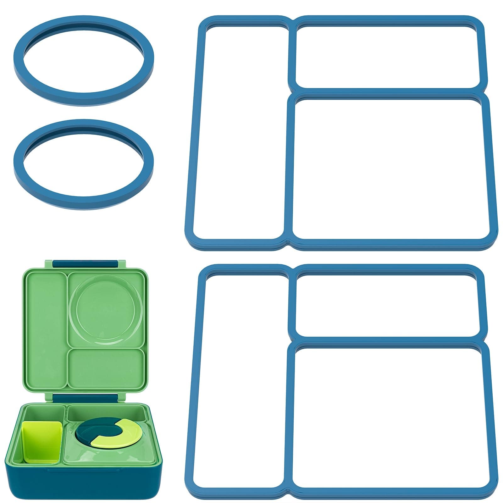 4 Pcs Silicone Seal Replacement, Exact Fit Lid Seal Gasket Compatible with OmieBox, Leakproof Food Safe Parts & Accessories for Bento Box (Navy)