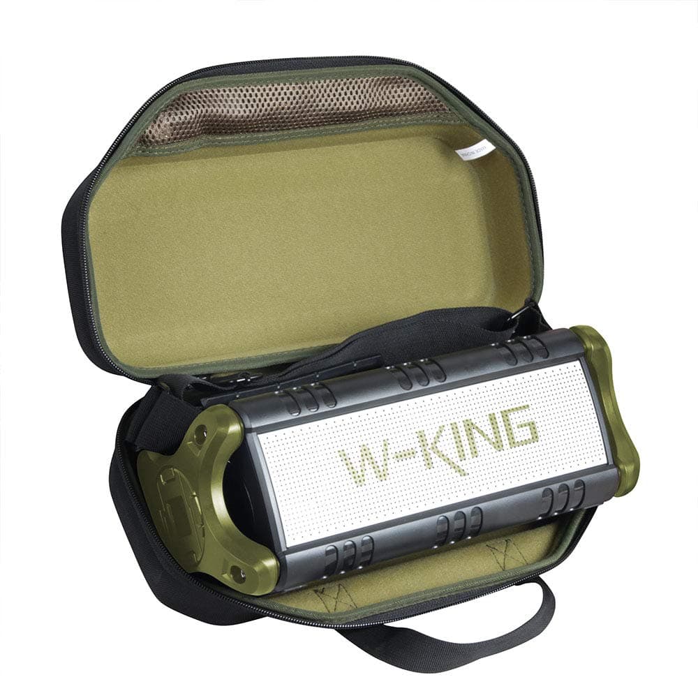 Black + Green EVA Hard Case Cover for W-KING Bluetooth Speaker, Black + Green, Travel