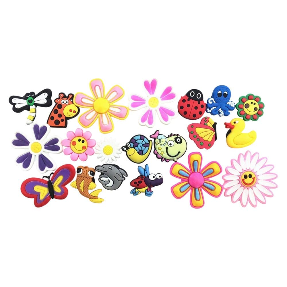 20 Butterfly Dragonfly Ladybug Flying Animals Fish BIG Flowers Charms for Fits Croc Shoes & Wristband Bracelet by Shoe Charmers