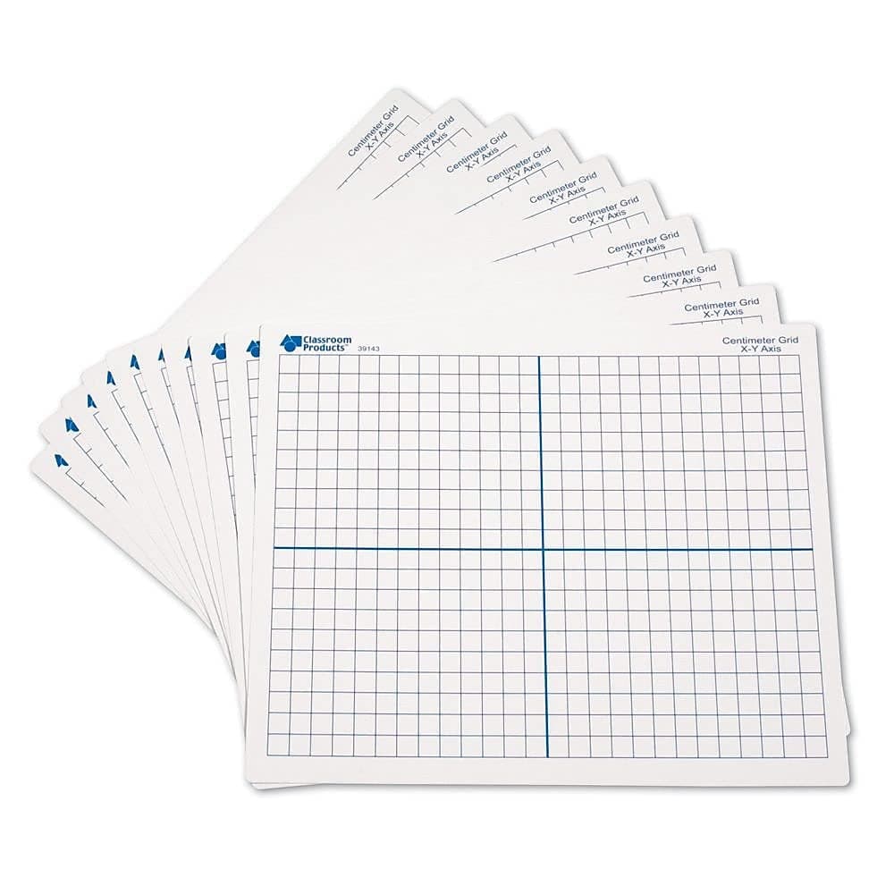 9"x 11" Double Sided X-Y Axis Dry Erase Mats, Graphing, Math Classroom Accessories, Teaching Aids, Set of 10, Ages 6+