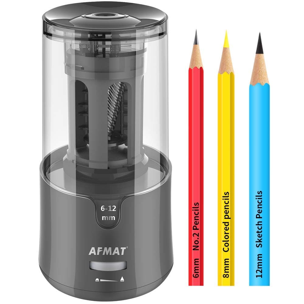 Electric Pencil Sharpener, Heavy Duty Pencil Sharpeners for 6-12mm No.2/Colored Pencils, Auto Stop, Super Sharp & Fast, Electric Pencil Sharpener Plug in for Office, Home, PS91