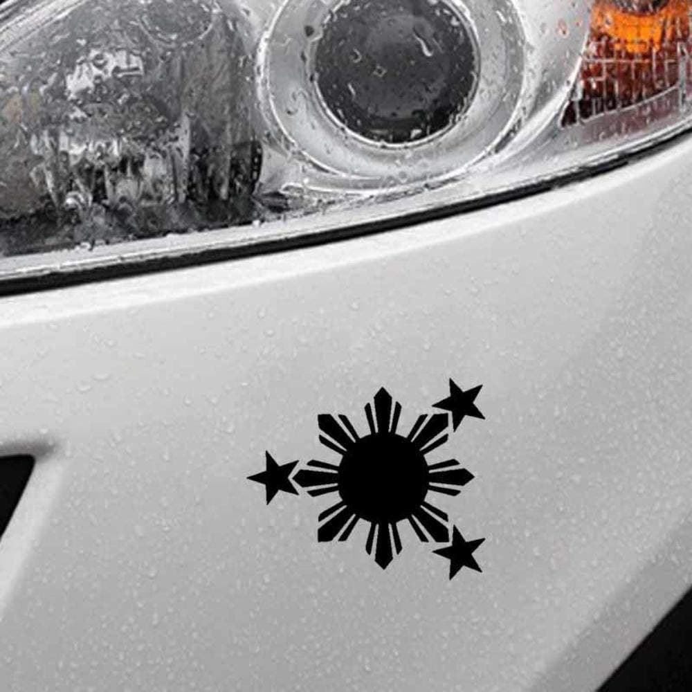 Stukk Stickers Philippine Sun with Stars Design Fun Window Bumper Vinyl Sticker,Black,14.6CM x 12.3CM