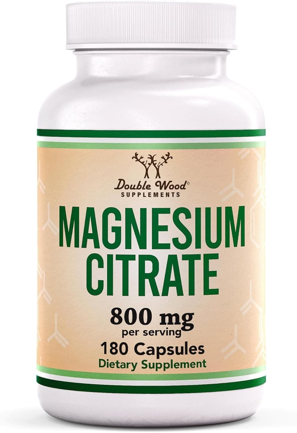 Magnesium Citrate Capsules 400mg, 180 Capsules (Citrato de Magnesio) 800mg Servings, No Fillers, Vegan Safe, Manufactured in The USA