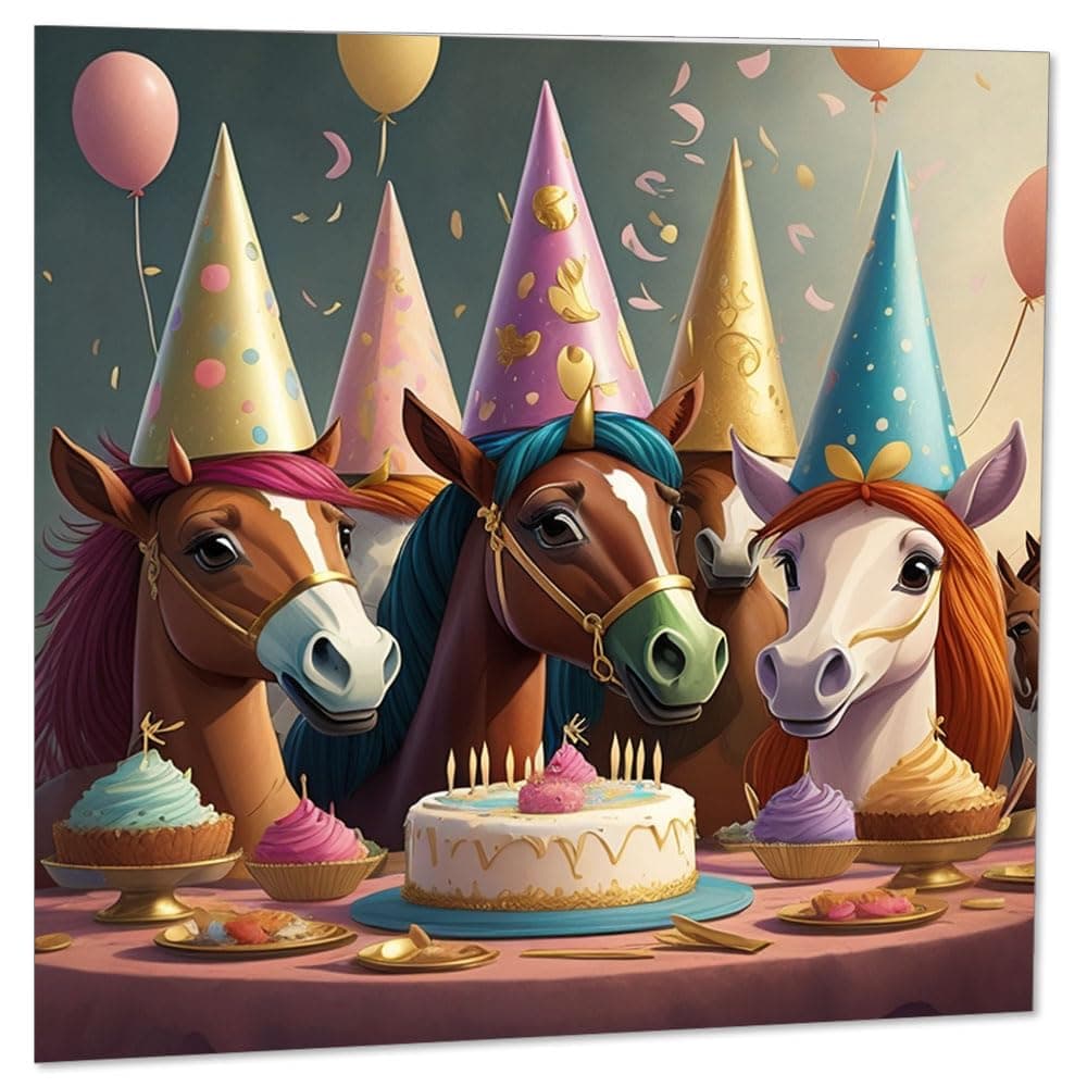 Horse Pony Birthday Card Horses Ponies Greeting Card 147mm x 147mm