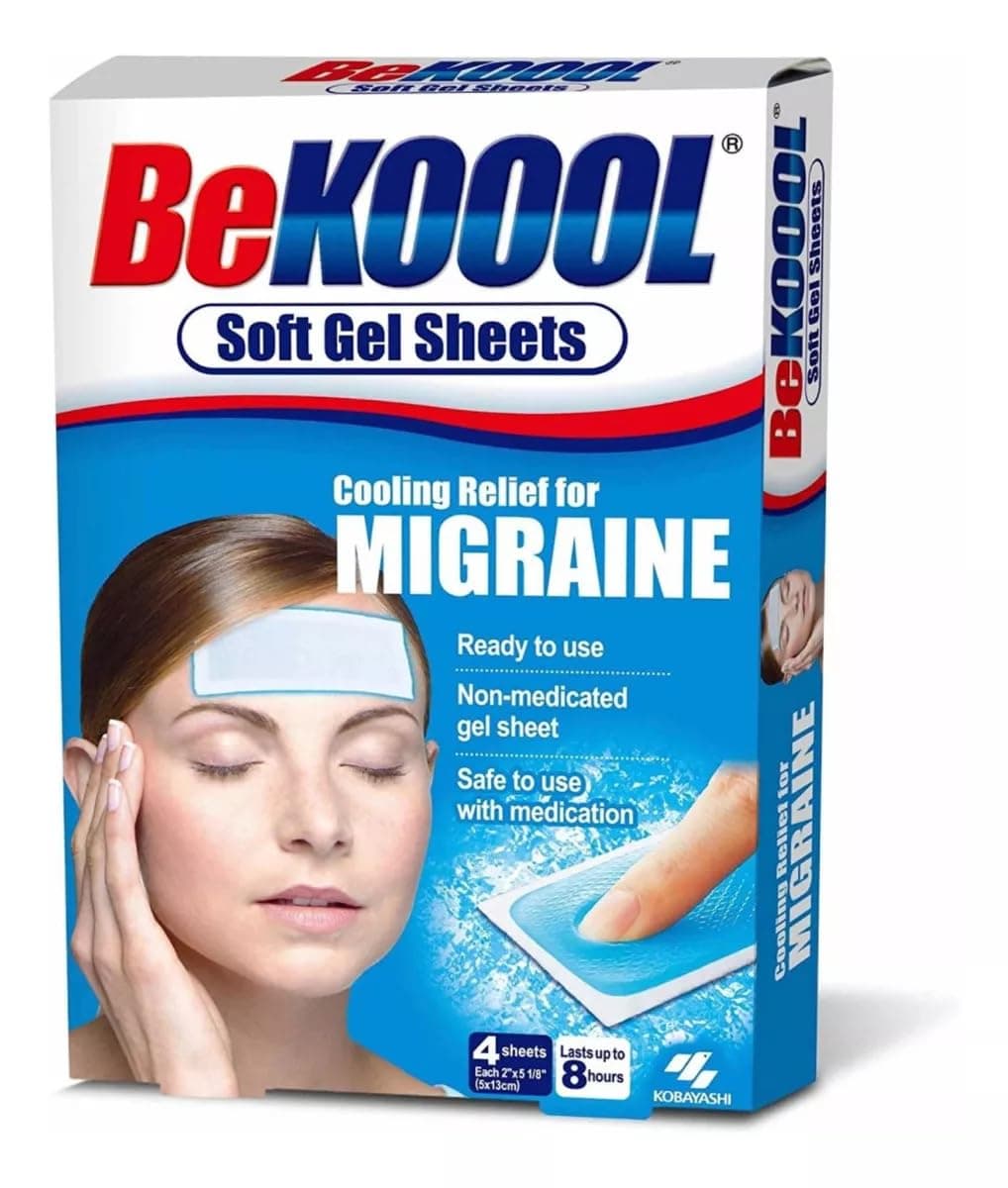Be Koool Cooling Relief for Migraine, Soft Gel Sheets, 4 Sheets (Pack of 4)