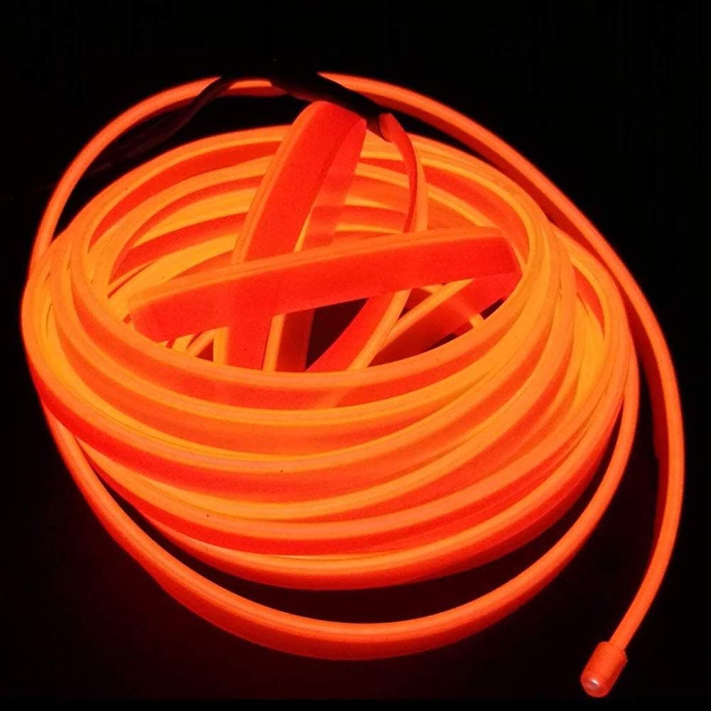 Kmruazre Neon Lights, El Wire Glowing Electroluminescent Wire for Car Interior Xmas Party Pub Decoration with 5mm Sewing Edge(5m/16ft, USB, Orange)
