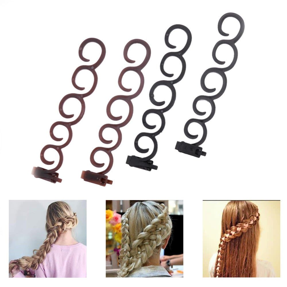 4 PCS Women Braid Plaiting Twist Braider Roller Hook Bun Maker Hair Styling Tool DIY Hair Accessories