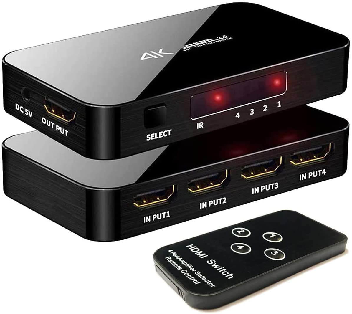 HDMI Switch 4X1, 4K Ultra HD HDMI Switcher 4 in 1 Out Support HDMI 2.0 HDCP 2.2,4K@60Hz, 3D,1080P, 4Kx2k@60Hz (IR Remote Control)