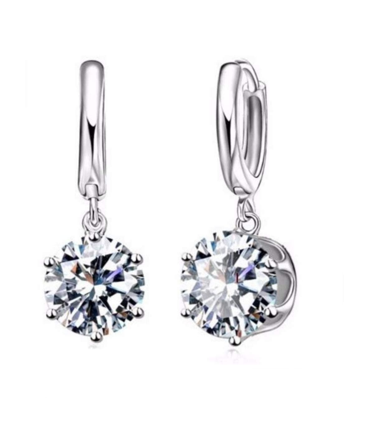 dc jewelsSwarovski Designer Jewellery Silver Plated White Gold and Cubic Zirconia Drop Earrings for Women, Silver