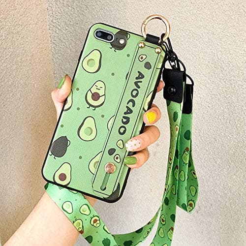 NiceGuu Phone Holder Case for iPhone XR X Xs max 11 Pro Max 7 8 7plus 8plus Fruit Avocado Soft TPU Neck Wrist Strap Lanyard Case (for iPhone 11 Pro Max)