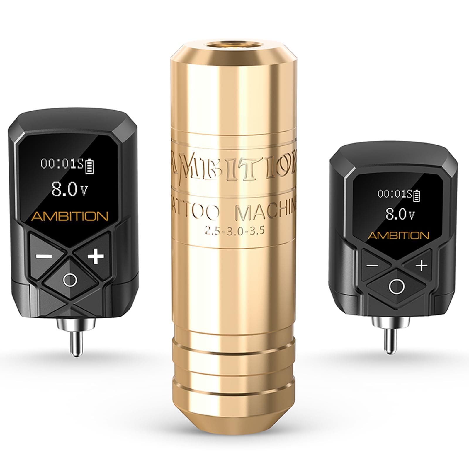 AmbitionTorped Tattoo Machine Kit - Rotary Tattoo Machine Cartridges Short Pen with 2Pcs 2400mAh & 1800mAh Tattoo Power Supply Brushless Motor for Professional Tattoo Artist