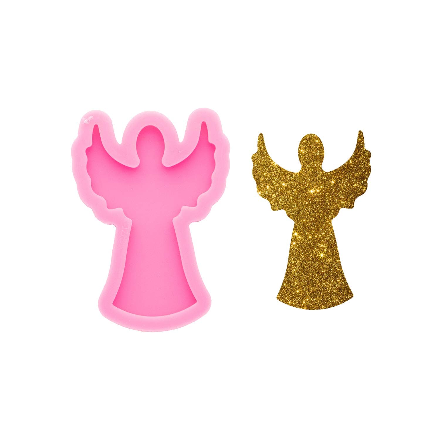 Angel Wings Shiny Glossy Angel Shape Silicone Mold for 1.5 Inch/3.8cm Badge Reels Epoxy Craft Resin Mold Keychain Silicone Mould for DIY Handmade Jewelry Making