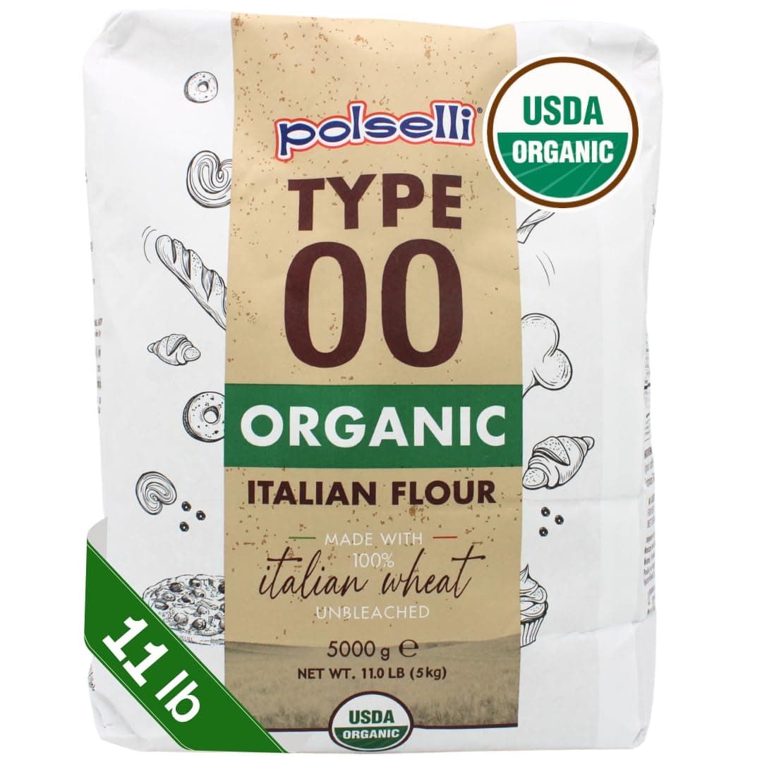 Organic Flour, Type 00, 100% Italian Grain, Double Zero Flour, OO Extra Fine, BIO, Neapolitan Italian Pizza, Bread, Pasta, All Natural, Unbleached, All-Purpose Flour, Unbromated, No Additives