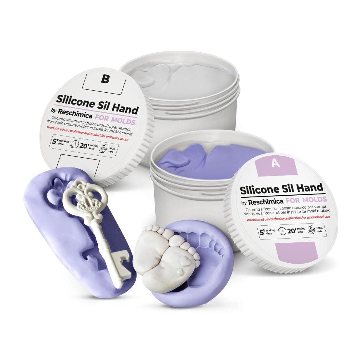 RESCHIMICA SIL Hand (500g) Non-Toxic Silicone Rubber for molds, Two-Component kit 1: 1 mouldable with Fingers, for Small Objects or Anatomical Parts.