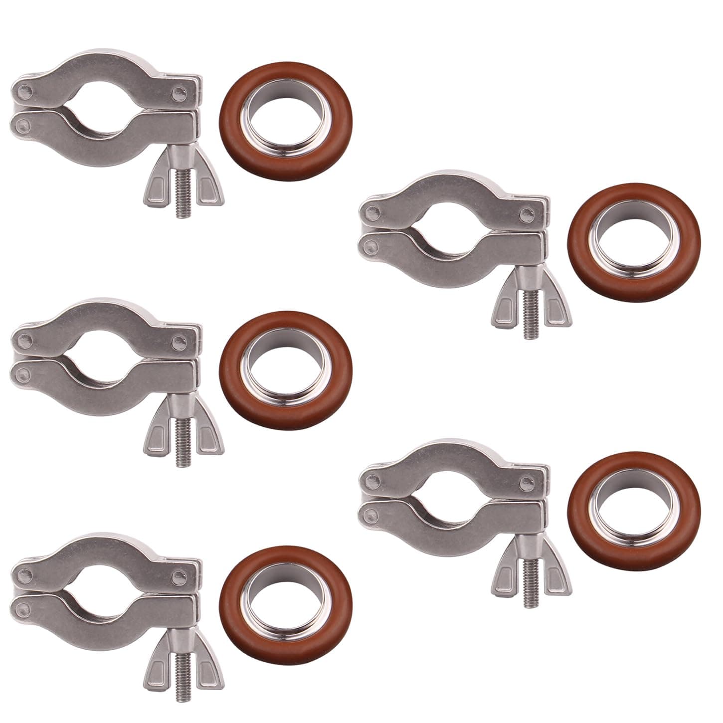 DERNORD KF-16 Wing Nut Clamp Flange Quick Clamp Stainless Steel 304 with Centering O-Ring （Pack of 5）