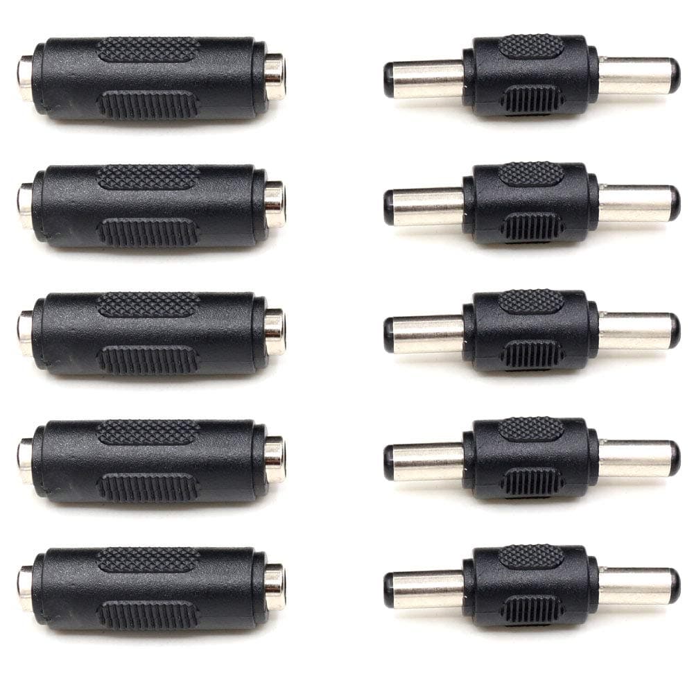 TEZONG 2.1mm X 5.5mm DC Power Adapter Connections, Female to Female Coupler, Male to Male Coupler Connector Gender Adapters for LED/CCTV Camera (5 Pairs)