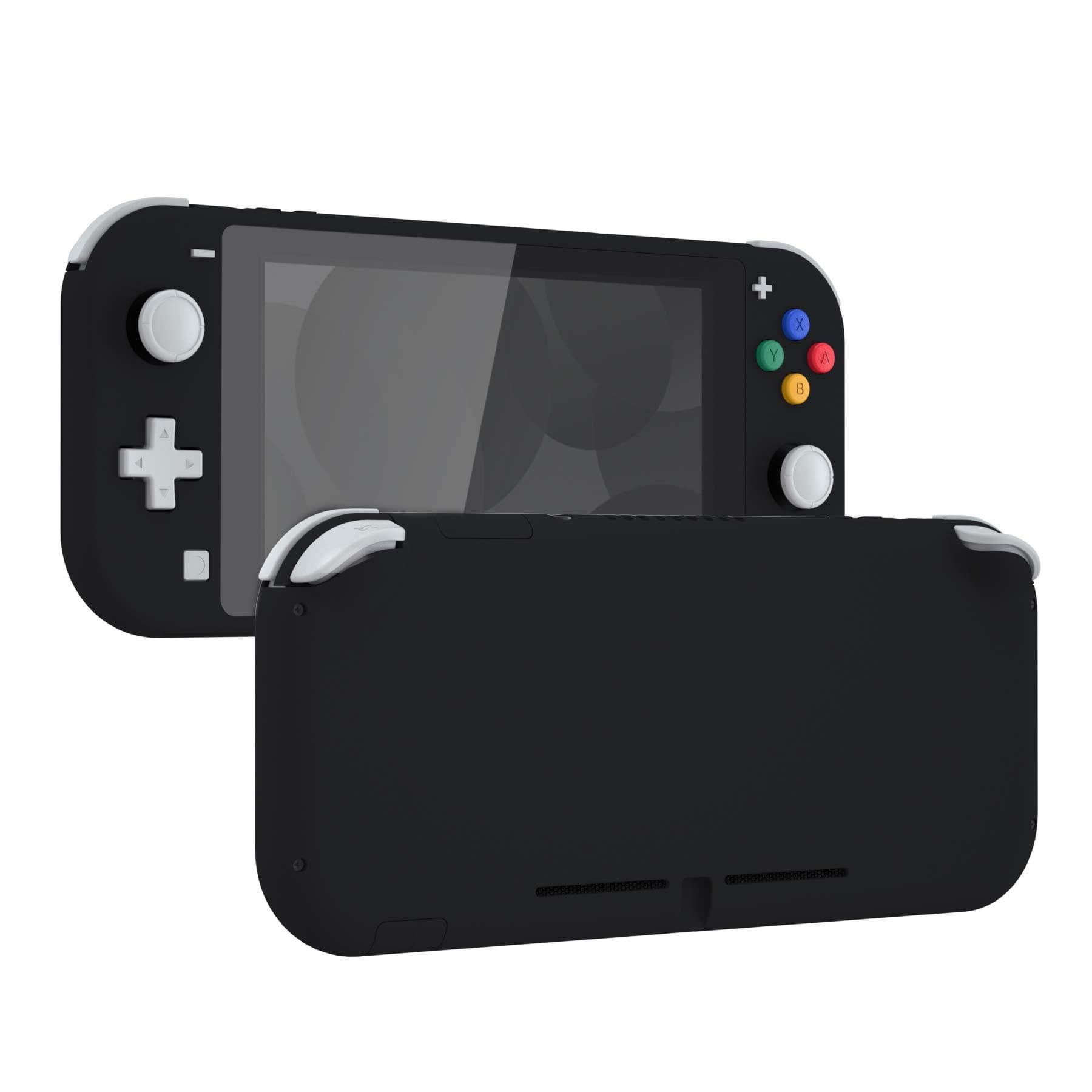 Soft Touch Black DIY Replacement Shell for Nintendo Switch Lite, NSL Handheld Controller Housing w/Screen Protector, Custom Case Cover for Nintendo Switch Lite