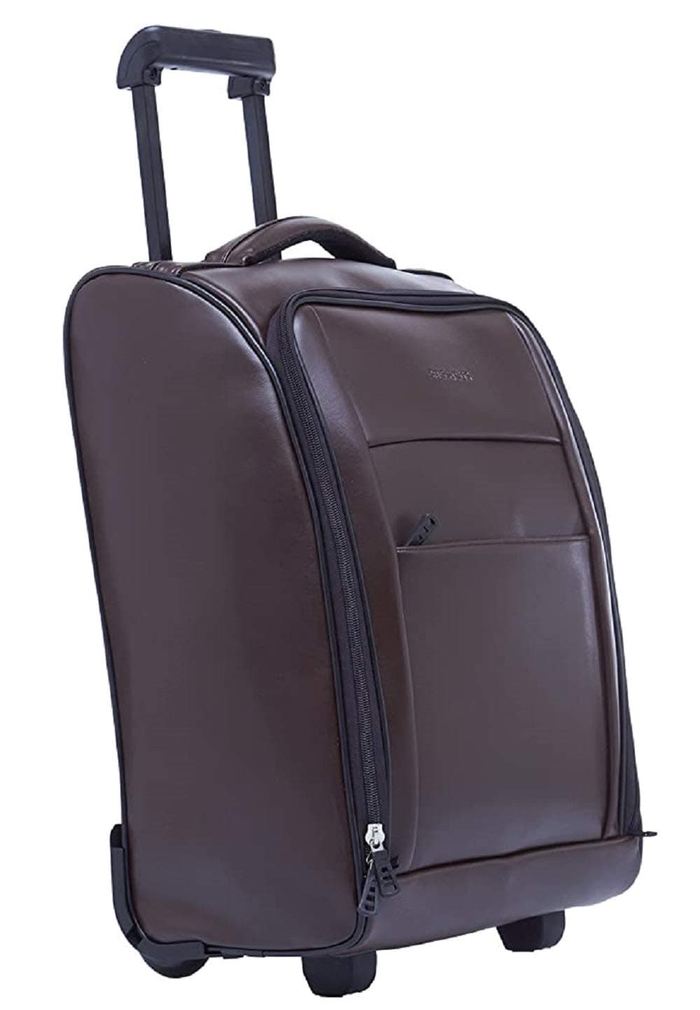BagsRUs Faux Leather 34 cms Brown Softsided Carry-On Cabin Trolley Bag (CA114FBR)
