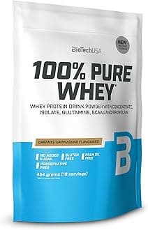 BioTechUSA100% Pure Whey | Protein Powder with BCAA and Glutamine | Gluten-Free, Palm Oil Free | 21g Protein per Serving, 454 g, Caramel-Cappuccino