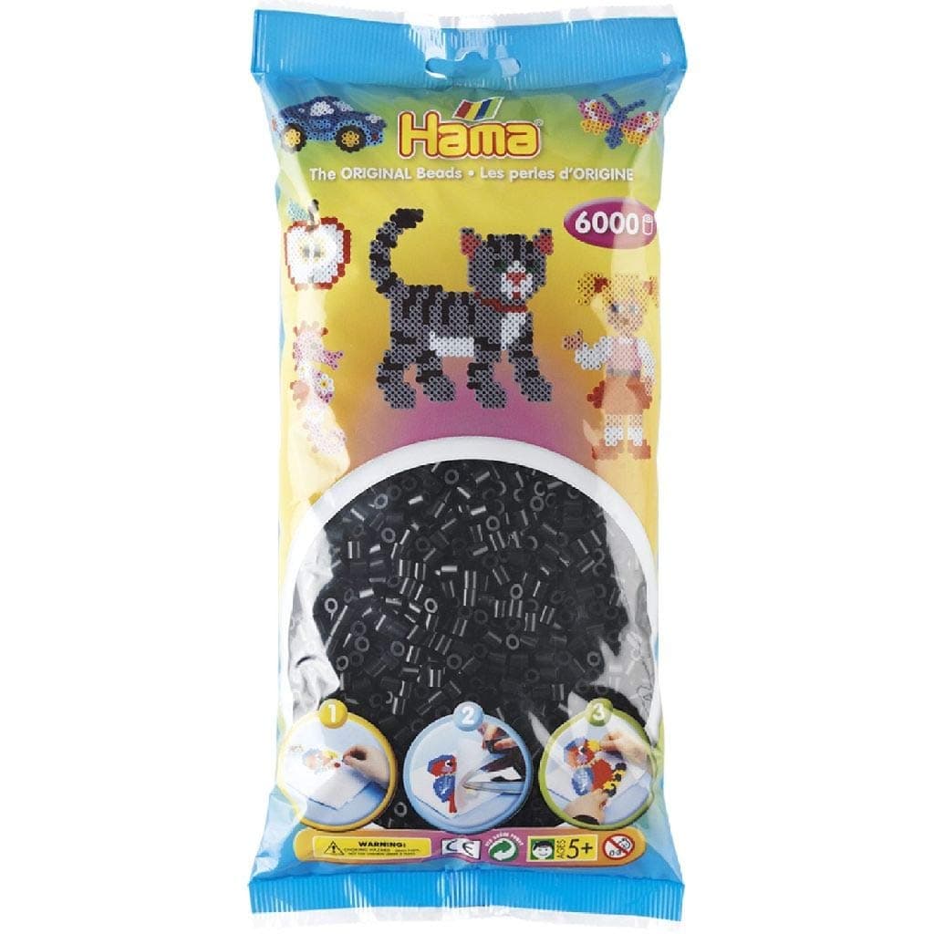 Hama 644047 – 20518 – Midi Creative Set Bag of 6000 Beads - Black, Small
