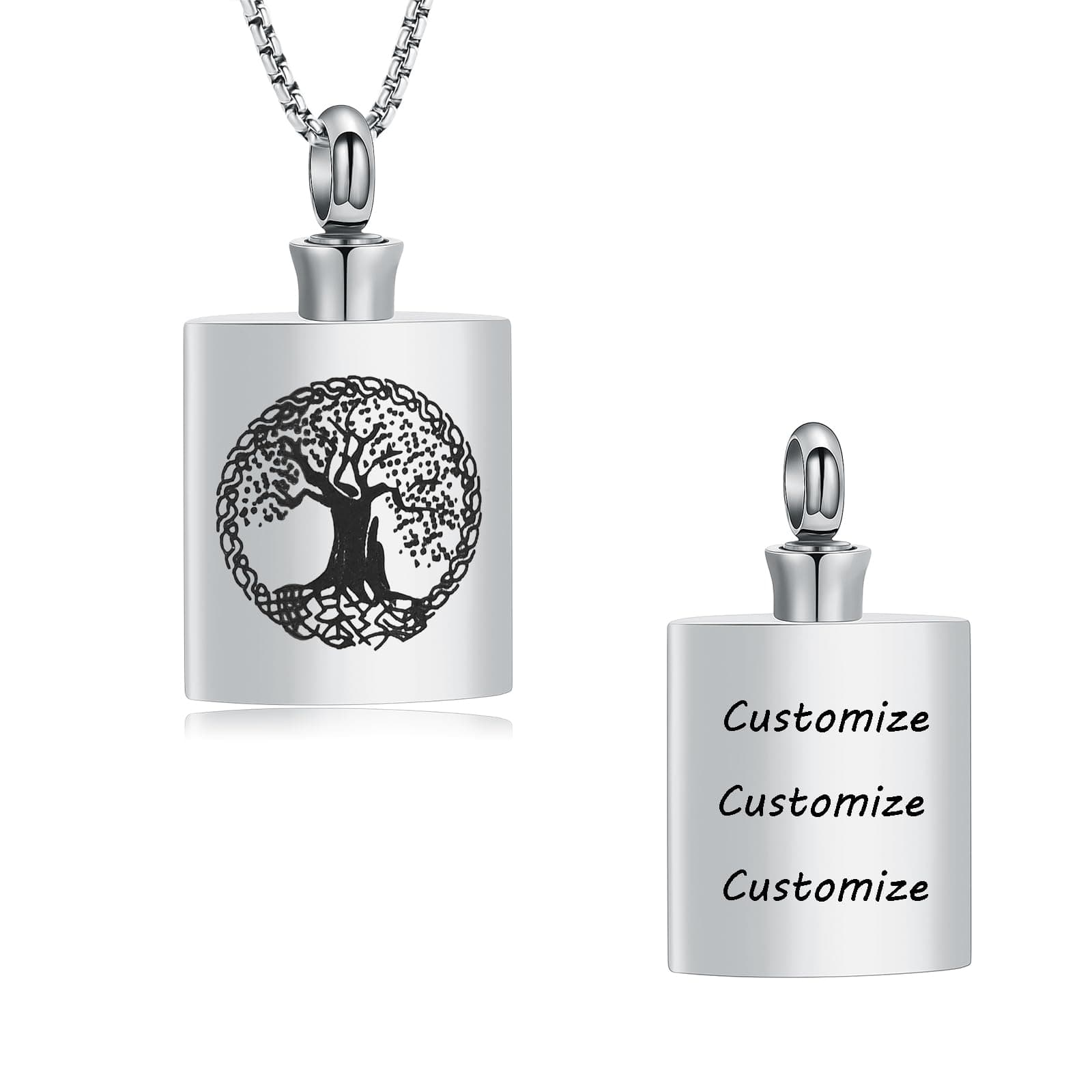 Oinsi Beer Bottle Cremation Jewelry for Ashes Stainless Steel Cylinder Tube Memorial Urn Necklace Keepsake Pendant Jewelry for Human Ashes with Filling Kits