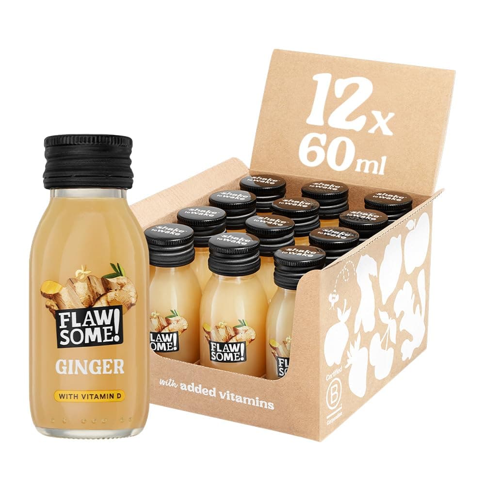 Vitamin D Ginger Shots (12x60ml) | Immunity Kick | 20ug of Vitamin D3 (396% RI) in Every Shot | Whole Ingredients, Nothing Artificial, No Added Sugar, Vegan | BCorp Certified