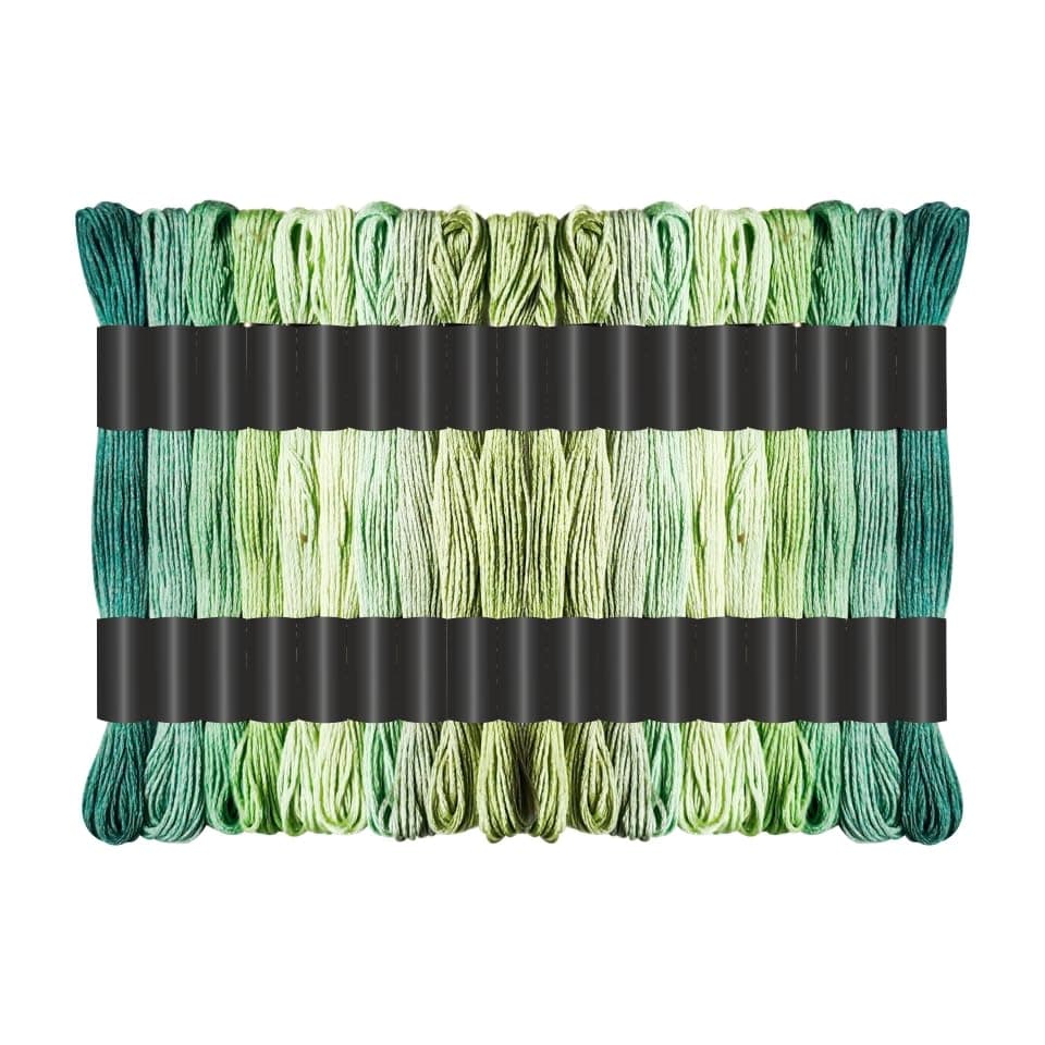 DoMick Embroidery Floss Skeins Cotton Thread for Cross Stitch/Needle Point/Thread Jewellery/Tassels/Art Crafts 7.5M Each,Thickness 0.80 MM, 6 Ply (Pack of 50 Pcs) (Algi Elaichi Anguri Shade)
