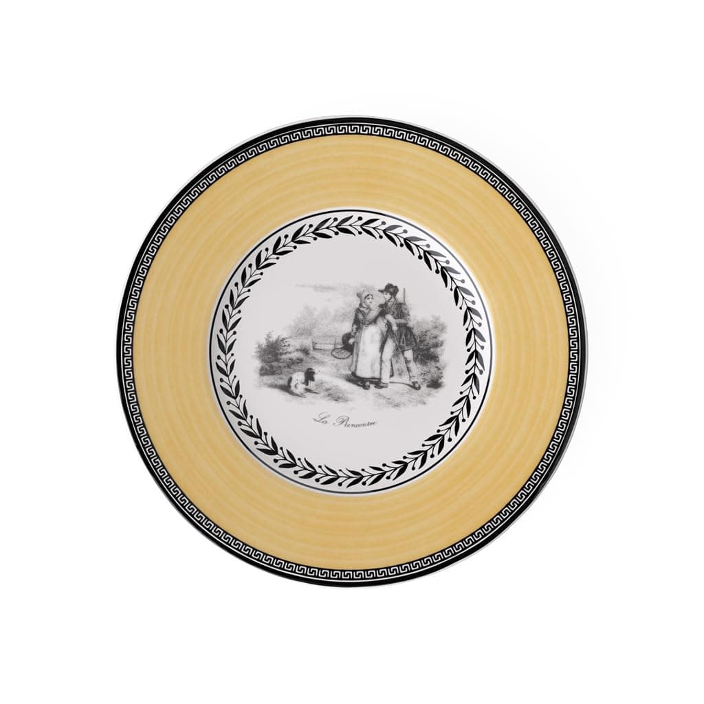 Audun Chasse Bread Plate, 16 cm, Premium Porcelain, White/Grey/Yellow