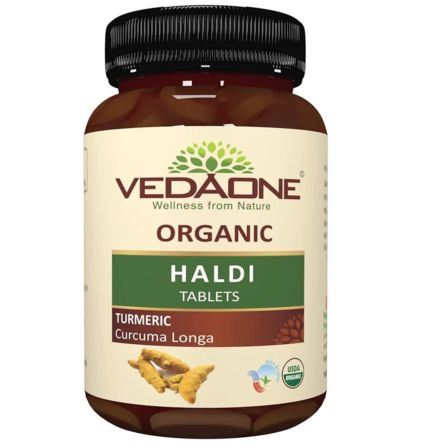 Vedaone USDA Organic Haldi (Turmeric) 750mg - 60 Tablets For Digestive Support