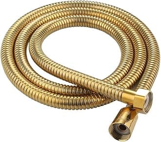 Linwnil 1.5m Gold Stainless Steel Antique Brass Shower Hose Replacement Hand Spray Pipe (Gold 1.5m)