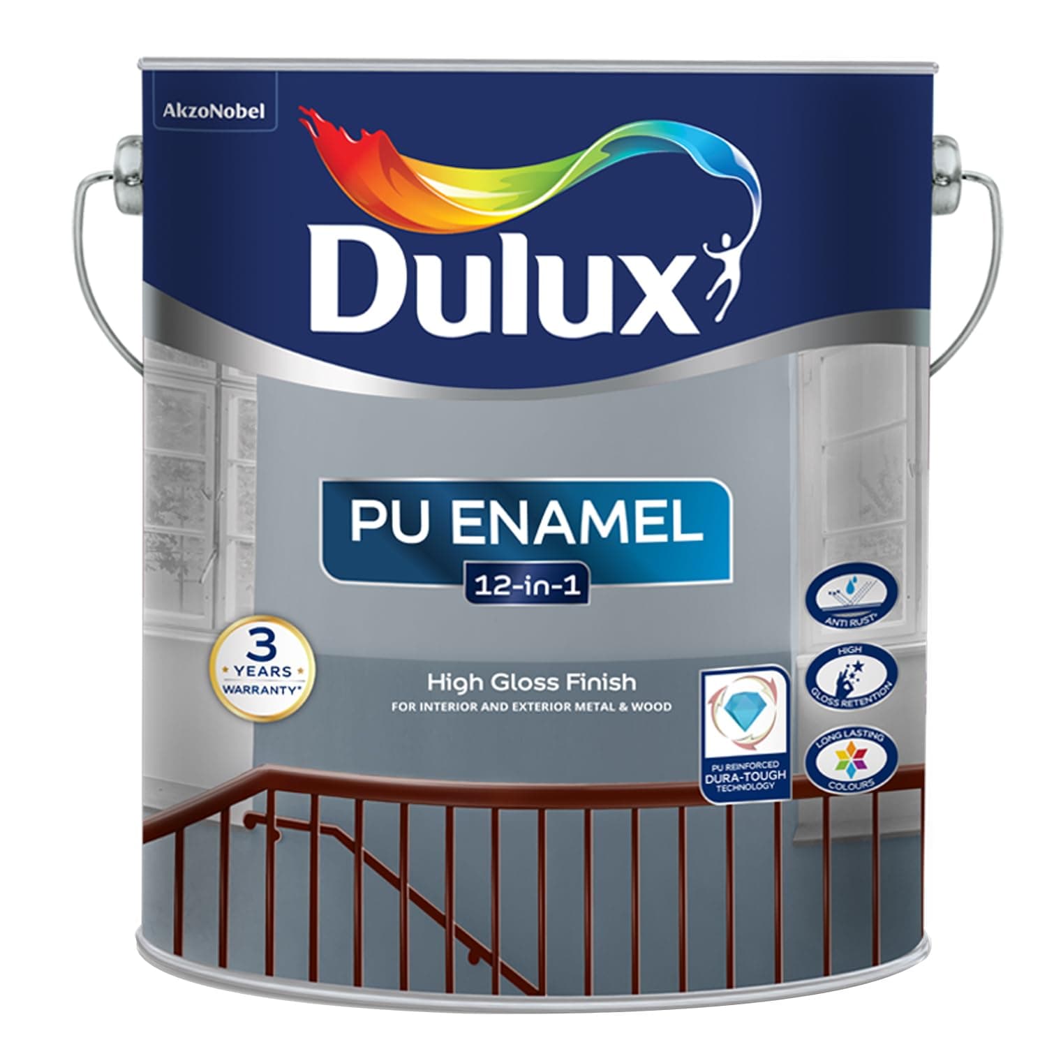 Dulux PU Enamel White 500 ml High Gloss Finish Paint for Interior Exterior Metal & Wood Surfaces with Fast Drying Anti-Rust & Complete Coverage