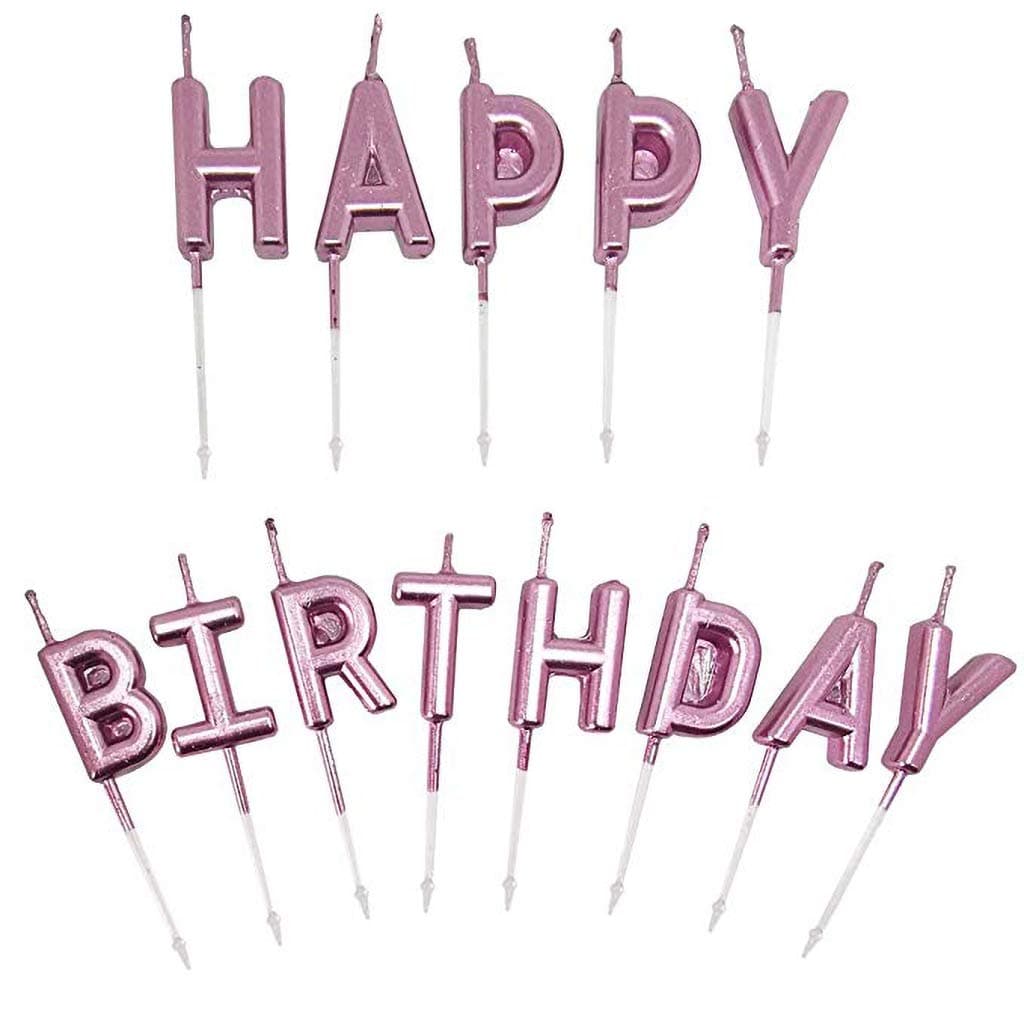 ZERIRA Exquisite Happy Birthday Letter Candle Cake Topper for Adult Children Party Birthday Cake Decoration (Purple)