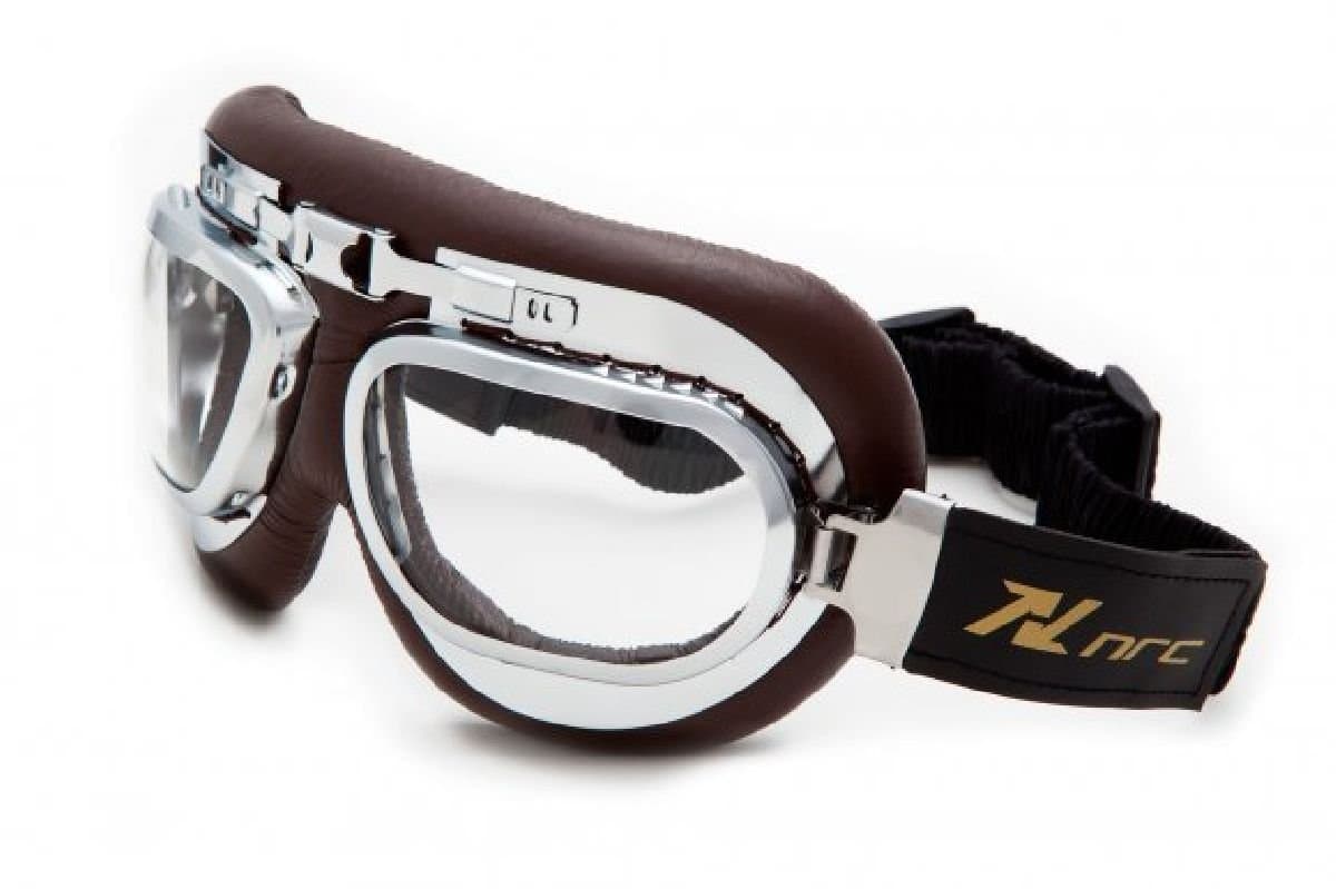 Glasses Custom Vintage Motorcycle Mask with Chrome Frame NRC R5 – Size: