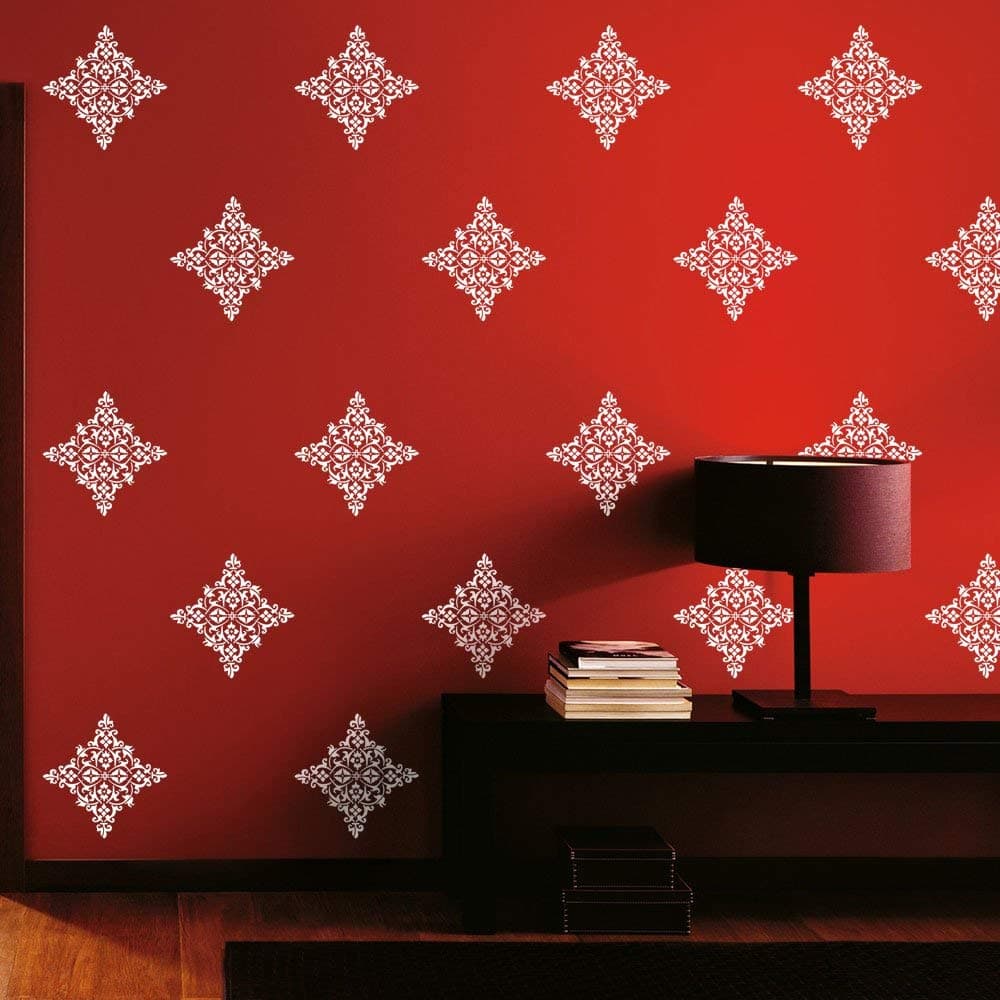Arhat Stencils ASR-E175 Beautiful Damask Motiff Pattern Glossy PVC Wall Stencils Art Pack of 2 Pcs (Size:-12" W X 12" L Inches)- Resuable and Eco-Friendly