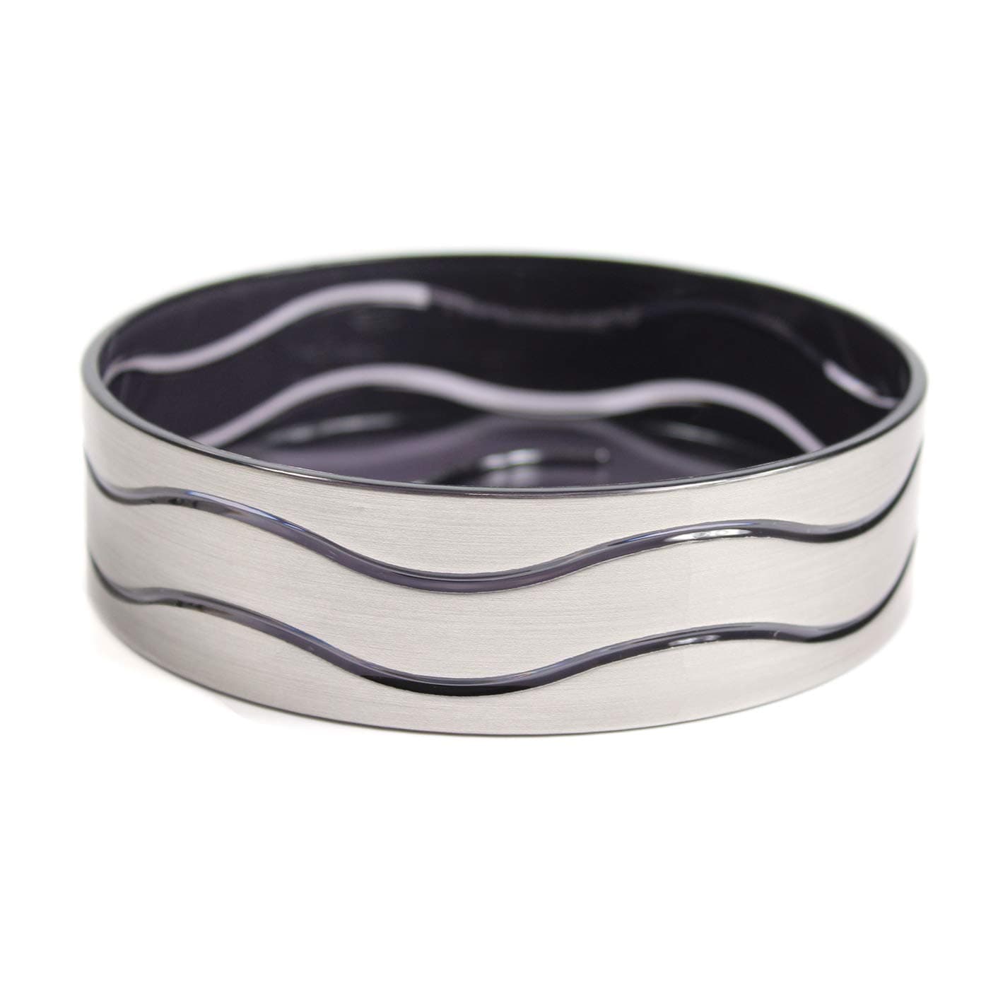 RAVALI Ice Silver Brushed Steel Effect Acrylic Waves Bathroom Accessory Soap Dish Tray