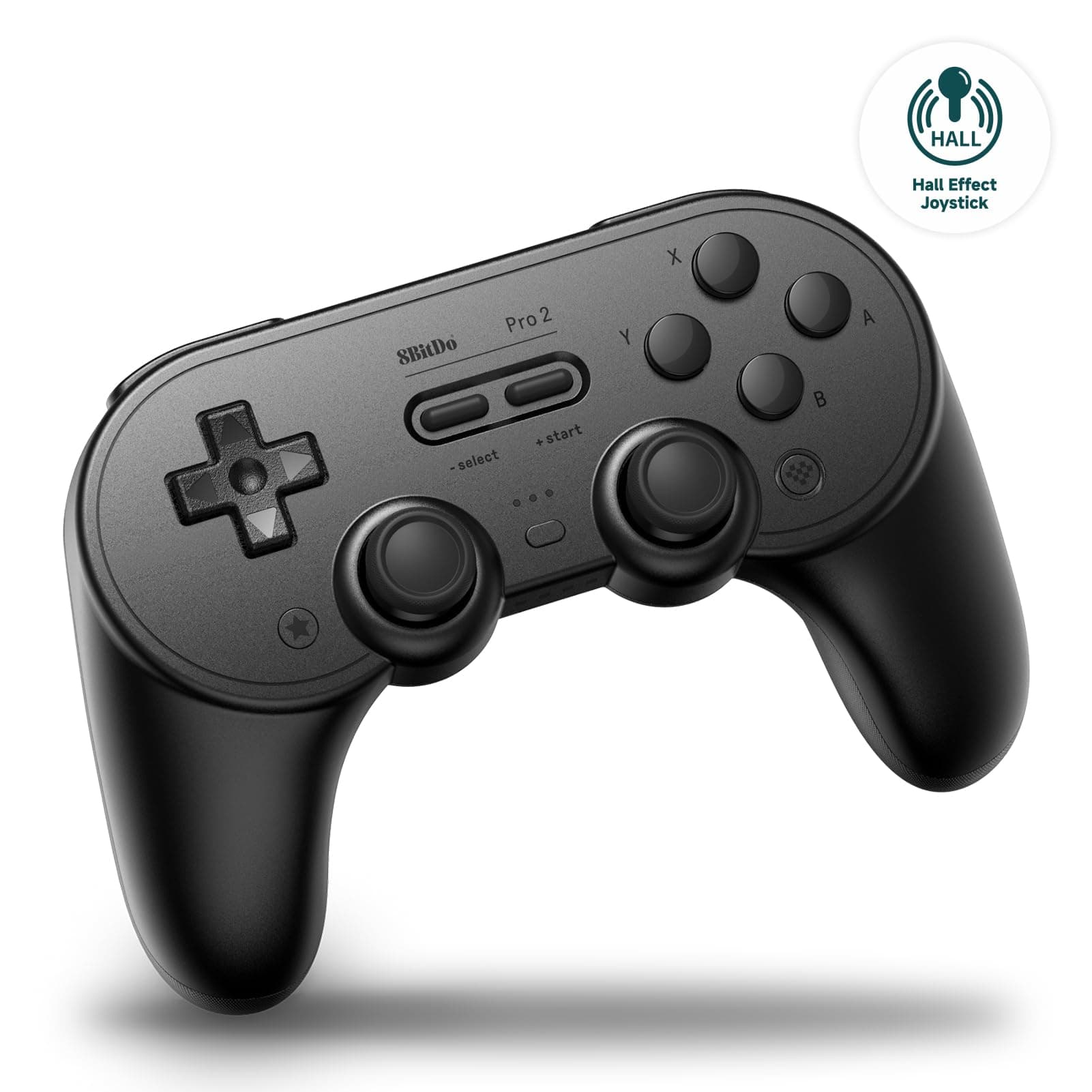 8BitDo Pro 2 Switch用のBluetoothコントローラー、ホールエフェクトジョイスティックアップデート、Switch、PC、Android、Steam Deck&Apple用のワイヤレスゲームコントローラー (Black)