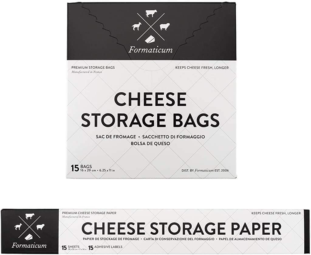 Formaticum Cheese Storage Bags with Storage Paper & Adhesive Labels - Wax Paper Bags & Paper - Cheese Paper for Wrapping Cheese - Porous Brown Paper Bags 6 x 11 (15 x Bags, Sheets & Labels)