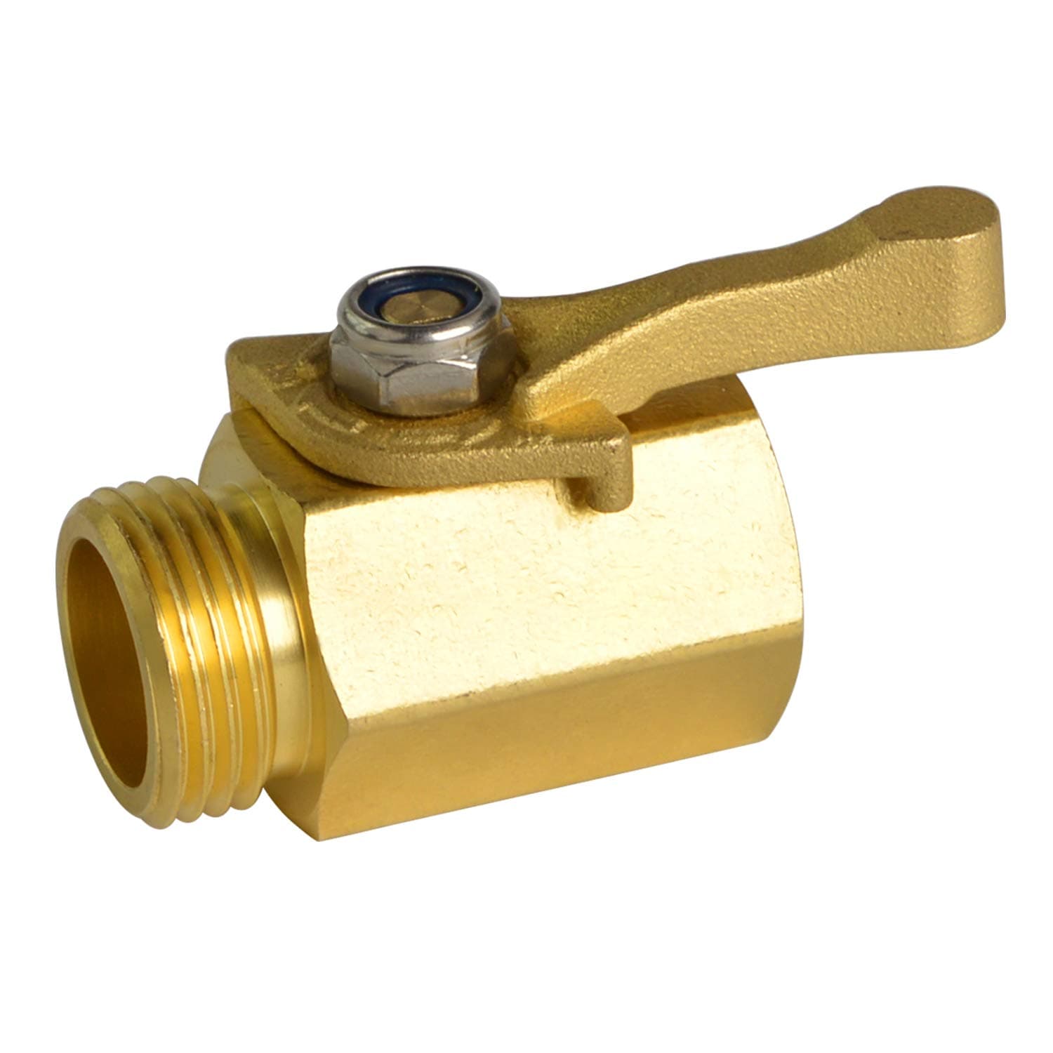 HYDRO MASTER Heavy Duty 3/4" Brass Shut Off Valve with Large Handle, Full Flow Garden Hose Connector